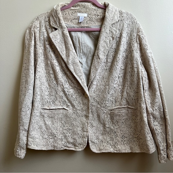 Chico's Jackets & Blazers - Chico’s Beige Eyelet Blazer jacket Size S/4
